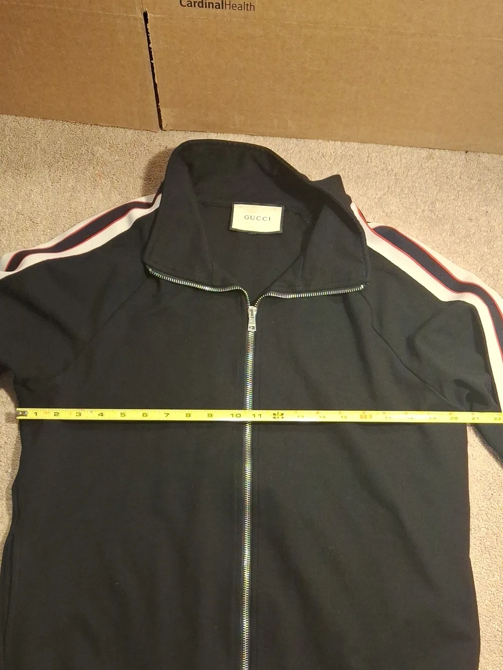 Gucci Black Track Jacket & Pants Set with Signature Stripes
